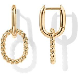 14K Gold Convertible Link Huggie Earrings for Women | Paperclip Link Earrings